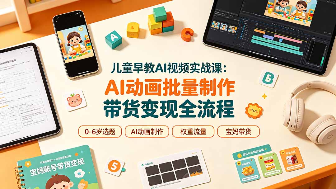 儿童早教AI视频实战课：0-6岁认知选题｜AI动画批量制作｜权重流量拉升｜宝妈账号带货变现全流程-知识星球