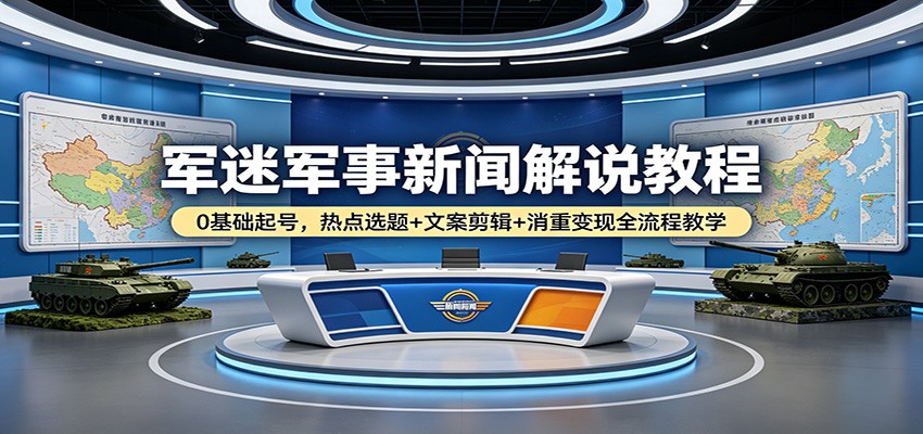 军迷军事新闻解说教程：0基础起号，热点选题+文案剪辑+消重变现全流程教学-知识星球
