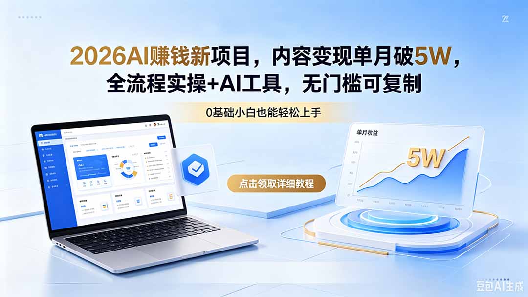 2026AI赚钱新项目，内容变现单月破5W，全流程实操+AI工具，无门槛可复制-知识星球