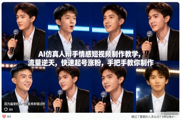 AI仿真人辩手情感短视频制作教学，流量逆天，快速起号涨粉，手把手教你制作-知识星球
