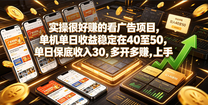 实操很好賺的看广告项目，单机单日收益稳定在40至50，单日保底收入30，多开多賺，上手就能变现【揭秘】-知识星球