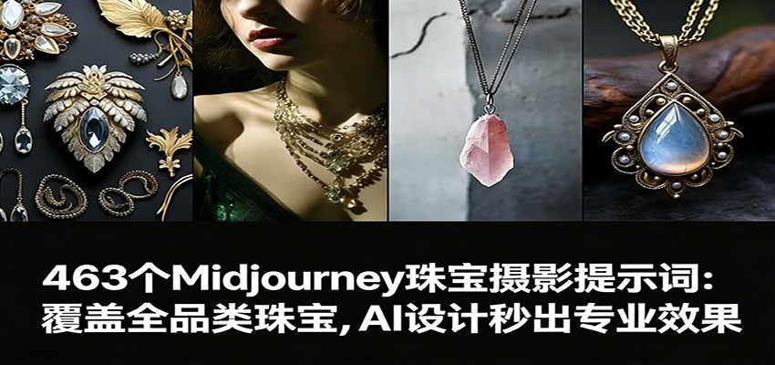 463个Midjourney珠宝摄影提示词：覆盖全品类珠宝，AI设计秒出专业效果-知识星球