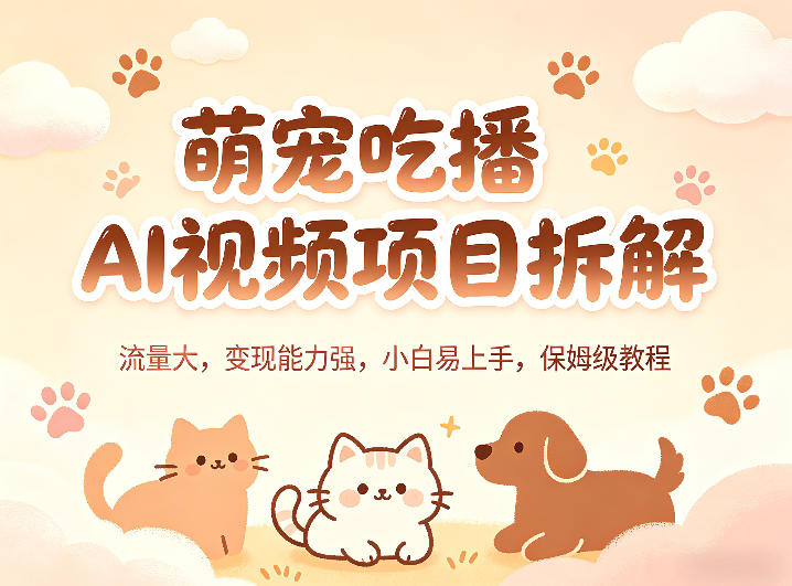 萌宠吃播AI视频项目拆解，流量大，变现能力强，小白易上手，保姆级教程-知识星球