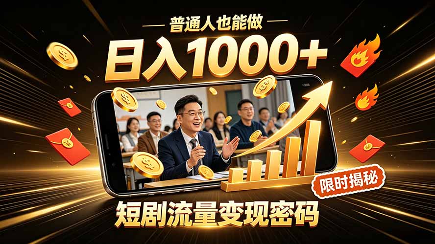 一部手机做短剧分发，不用真人出镜、不用拍摄剧本，快手流量变现日赚千元-知识星球
