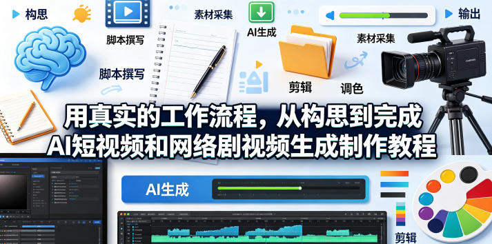 用真实的工作流程，从构思到完成AI短视频和网络剧视频生成制作教程-中英字幕-知识星球