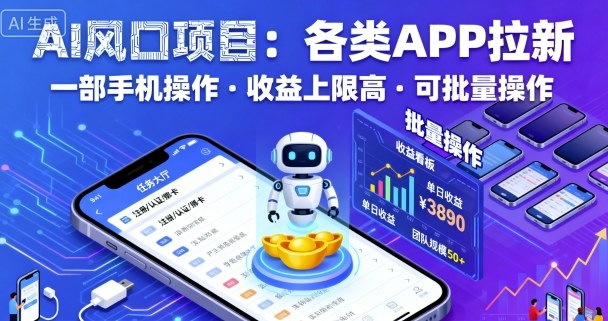 AI风口项目，各类APP拉新，一部手机就可以操作，收益上限高，可批量操作-知识星球