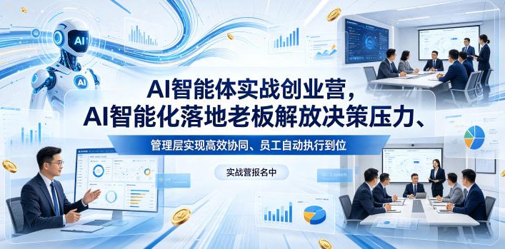 AI智能体实战创业营26年4月23-25号线下课，AI智能化落地老板解放决策压力、管理层实现高效协同、员工自动执行到位-知识星球