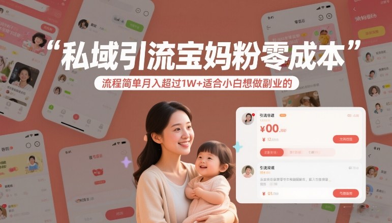 私域引流宝妈粉零成本流程简单月入超过1W+适合小白想做副业的-知识星球