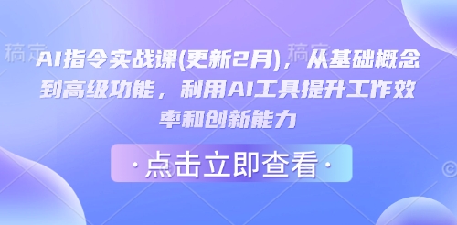 AI指令实战课(更新2月)，从基础概念到高级功能，利用AI工具提升工作效率和创新能力-小禾网创