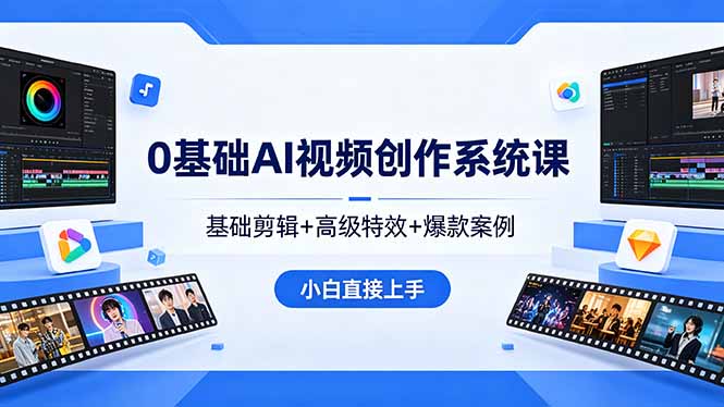 0基础AI视频创作系统课，基础剪辑+高级特效+爆款案例，小白直接上手-知识星球