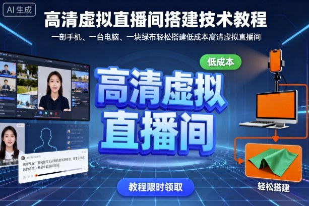高清虚拟直播间搭建技术教程，一部手机、一台电脑、一块绿布轻松搭建低成本高清虚拟直播间-知识星球