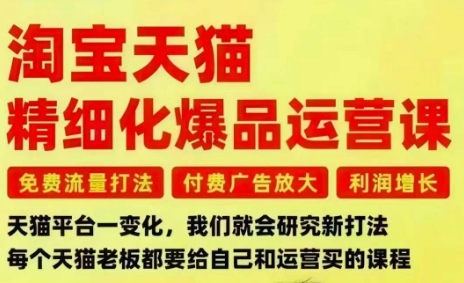 淘宝天猫精细化爆品运营课，免费流量打法-付费广告放大-利润增长-三大核心痛点，一次全部解决-知识星球