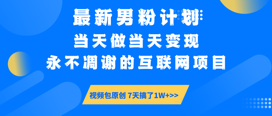 最新男粉计划6.0玩法，永不凋谢的互联网项目 当天做当天变现，视频包原…-小禾网创