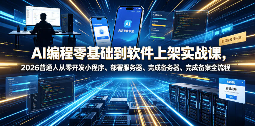 AI编程零基础到软件上架实战课，2026普通人从零开发小程序、部署服务器、完成备案全流程项目落地教程-知识星球