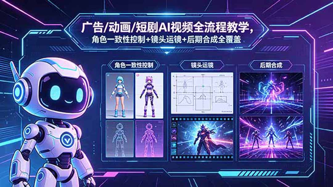 广告/动画/短剧AI视频全流程教学，角色一致性控制+镜头运镜+后期合成全覆盖-知识星球