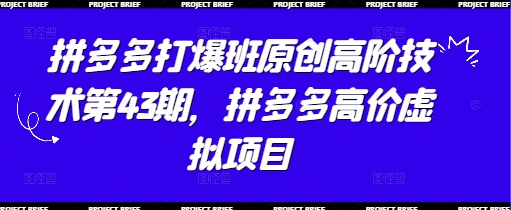 拼多多打爆班原创高阶技术第43期，拼多多高价虚拟项目-知识星球
