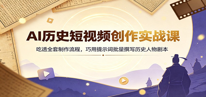 AI历史短视频创作实战课：吃透全套制作流程，巧用提示词批量撰写历史人物剧本-知识星球