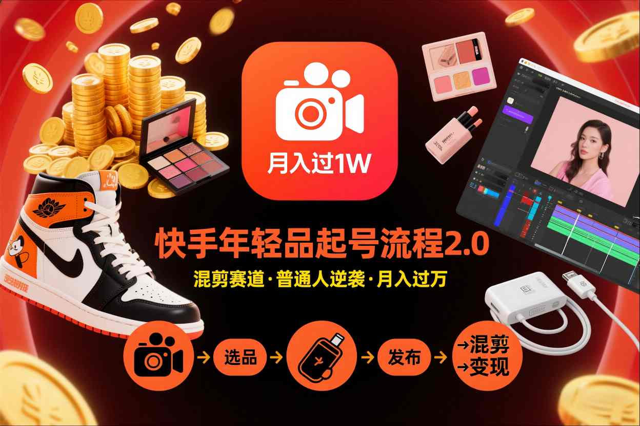 快手短视频带货年轻品起号流程2.0,快手年轻品混剪赛道,普通人也能月入过1W-知识星球