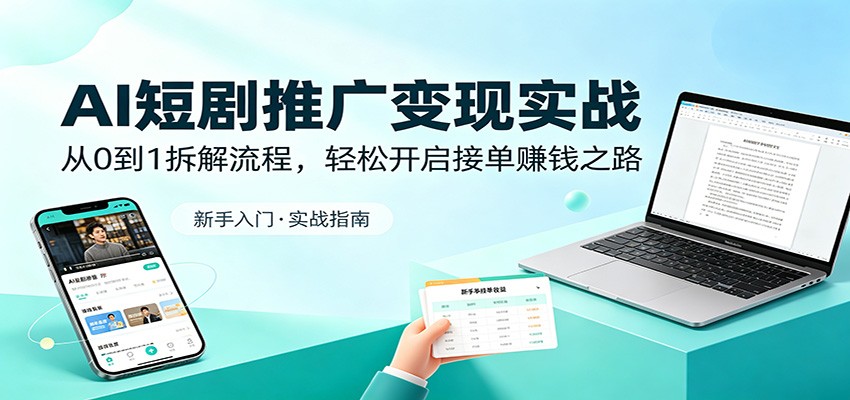 AI短剧推广变现实战：从0到1拆解流程，轻松开启接单赚钱之路-知识星球