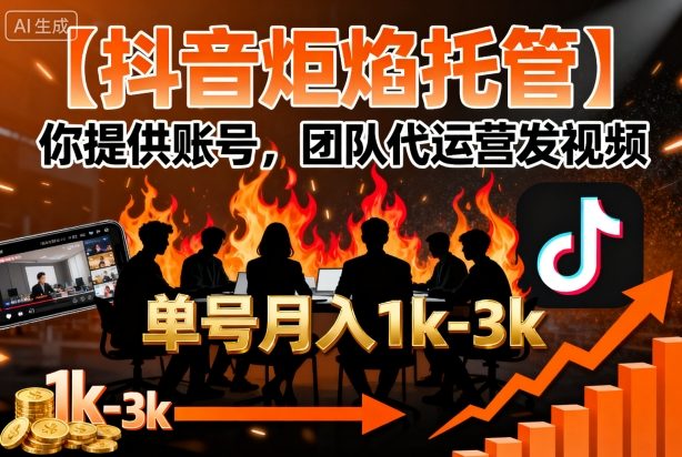 【抖音炬焰托管】你提供账号,团队代运营发视频,单号月入1k+【揭秘】-知识星球