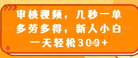 视频审核员，几秒一单，不限时间，不限地点，多做多得，新人小白一天轻松几张+【揭秘】-知识星球