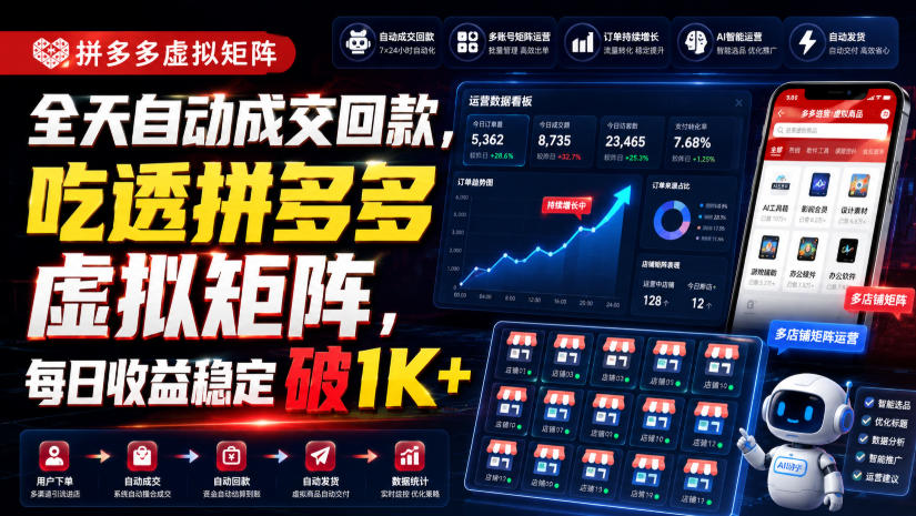 全天自动成交回款,吃透拼多多虚拟矩阵,每日收益稳定破1K+【揭秘】-知识星球