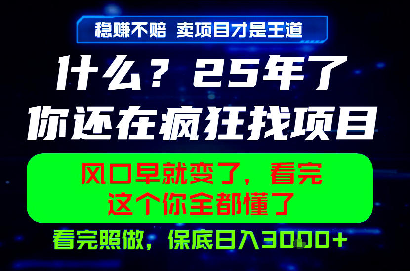 26年，请不要疯狂的找项目做了！卖项目才是真的稳賺不赔，看完照做，保底日入1k+【揭秘】-知识星球