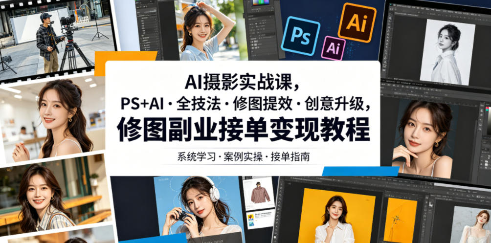 AI摄影实战课，PS+AI・全技法・修图提效・创意升级，修图副业接单变现教程-知识星球