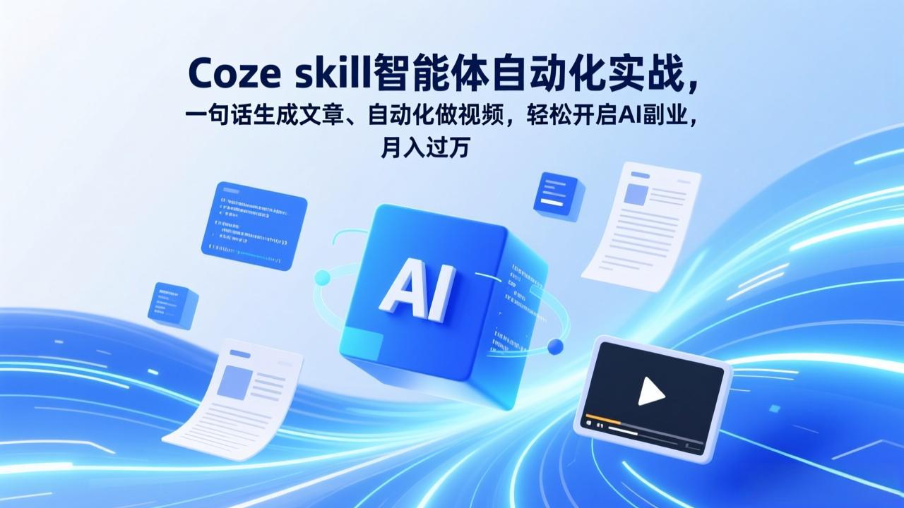 Coze skill智能体自动化实战，一句话生成文章、自动化做视频，轻松开启AI副业，月入过万-知识星球