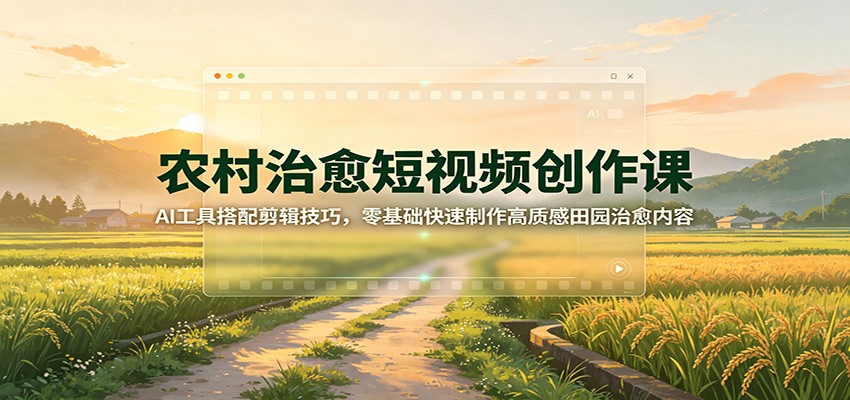 农村治愈短视频创作课：AI工具搭配剪辑技巧，零基础快速制作高质感田园治愈内容-知识星球