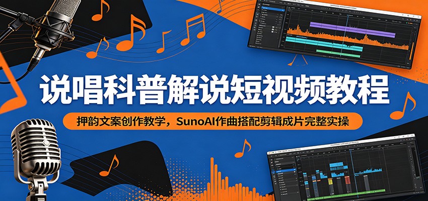 说唱科普解说短视频教程：押韵文案创作教学，SunoAI作曲搭配剪辑成片完整实操-知识星球