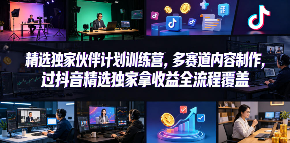 小豁食堂精选独家伙伴计划训练营，多赛道内容制作，过抖音精选独家拿收益全流程覆盖-知识星球