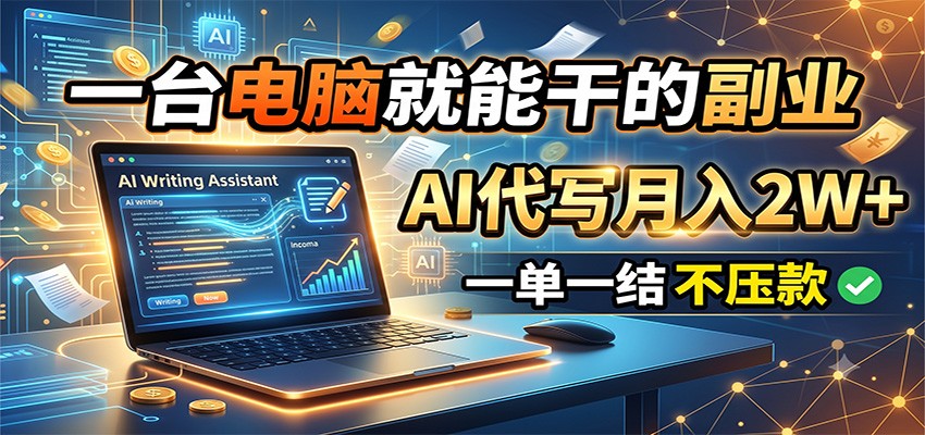 一台电脑就能干的副业，AI代写月入2W+，一单一结不压款-知识星球