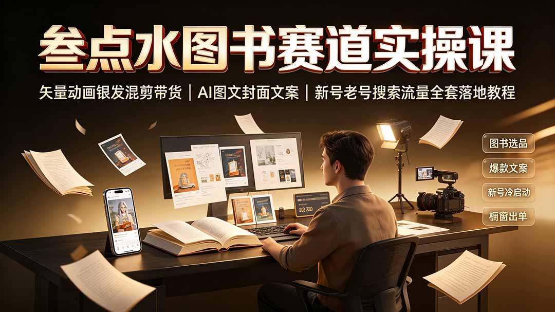 叁点水图书赛道实操课｜矢量动画银发混剪带货，AI图文封面文案，新号老号搜索流量全套落地教程-知识星球