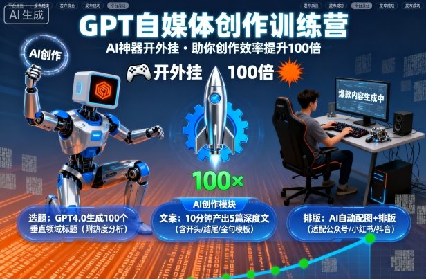 GPT自媒体创作训练营:AI神器开外挂,助你创作效率提升100倍-知识星球