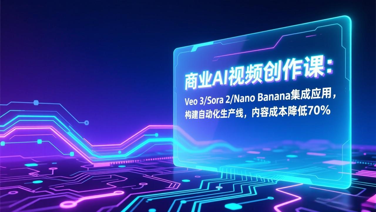 商业AI视频创作课：Veo 3/Sora 2/Nano Banana集成应用，构建自动化生产线，内容成本降低70%-知识星球