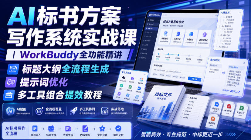 AI标书方案写作系统实战课｜WorkBuddy全功能精讲・标题大纲全流程生成・提示词优化・多工具组合提效教程-知识星球