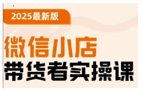 2025最新版微信小店带货者实操课，基础操作到高级运营技巧，快速上手-小禾网创