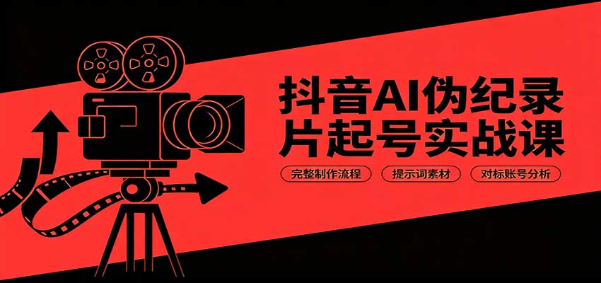 抖音AI伪纪录片起号实战课：完整制作流程，提示词素材，对标账号分析-知识星球