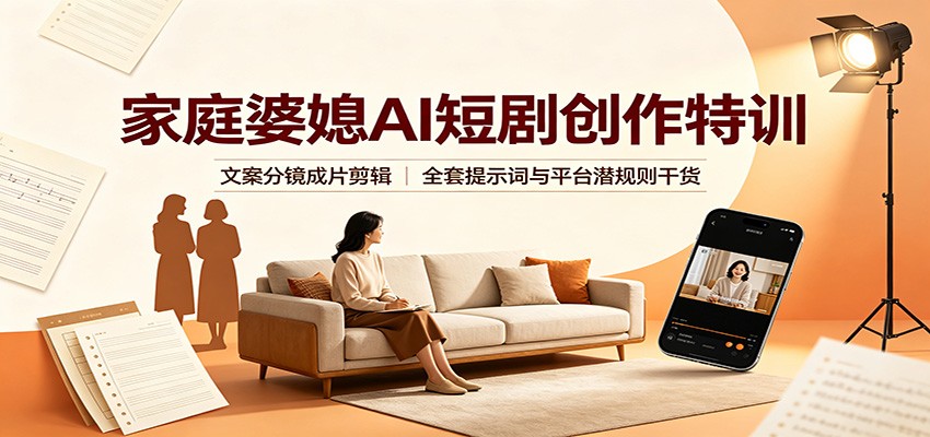 家庭婆媳AI短剧创作特训：文案分镜成片剪辑，全套提示词与平台潜规则干货-知识星球