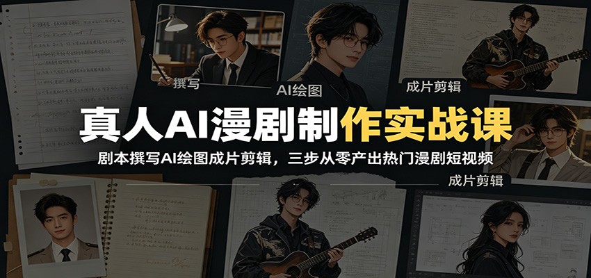 真人AI漫剧制作实战课：剧本撰写AI绘图成片剪辑，三步从零产出热门漫剧短视频-知识星球
