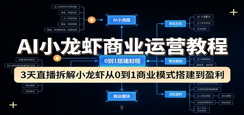 AI小龙虾商业运营教程:3天直播拆解小龙虾从0到1商业模式搭建到盈利-知识星球