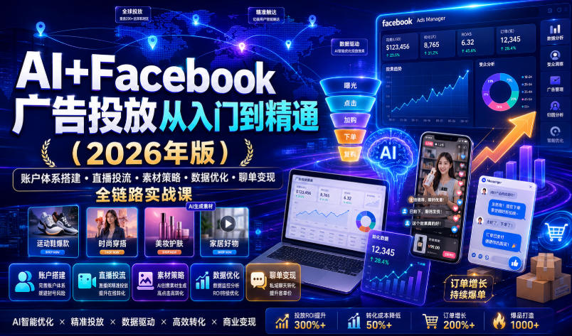 AI+Facebook广告投放从入门到精通(2026年版)｜账户体系搭建・直播投流・素材策略・数据优化・聊单变现全链路实战课-知识星球