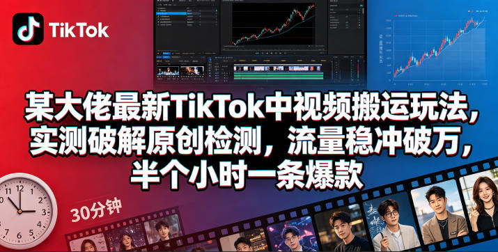 某大佬最新TikTok中视频搬运玩法，实测破解原创检测，流量稳冲破万，半个小时一条爆款-知识星球