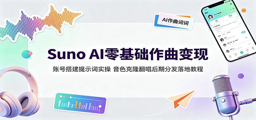 Suno AI零基础作曲变现：账号搭建提示词实操，音色克隆翻唱后期分发落地教程-知识星球