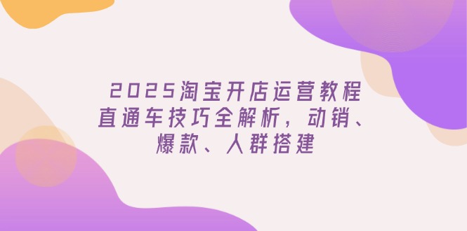 2025淘宝开店运营教程更新，直通车技巧全解析，动销、爆款、人群搭建-小禾网创