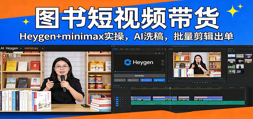 图书短视频带货：Heygen+minimax实操，AI洗稿 ，批量剪辑出单-知识星球