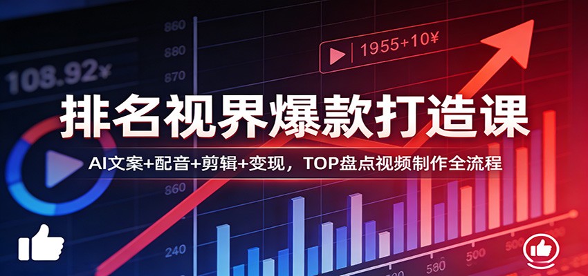 排名视界爆款打造课：AI文案+配音+剪辑+变现，TOP盘点视频制作全流程-知识星球
