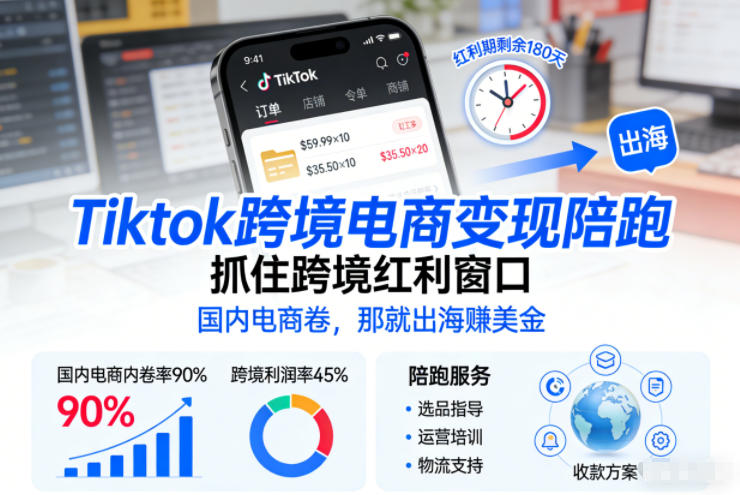 Tiktok跨境电商变现陪跑,抓住跨境红利窗口,国内电商卷,那就出海賺美金-知识星球