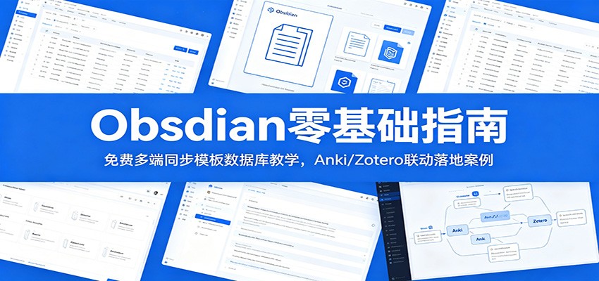 Obsidian零基础指南:免费多端同步模板数据库教学,Anki/Zotero联动落地案例-知识星球
